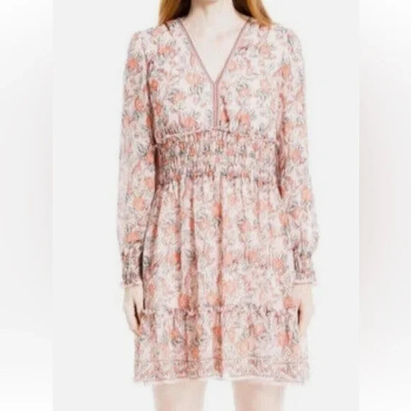 NWT Max Studio Floral Long Sleeve Dress - Pink and Orange in Sz XL - Picture 14 of 14